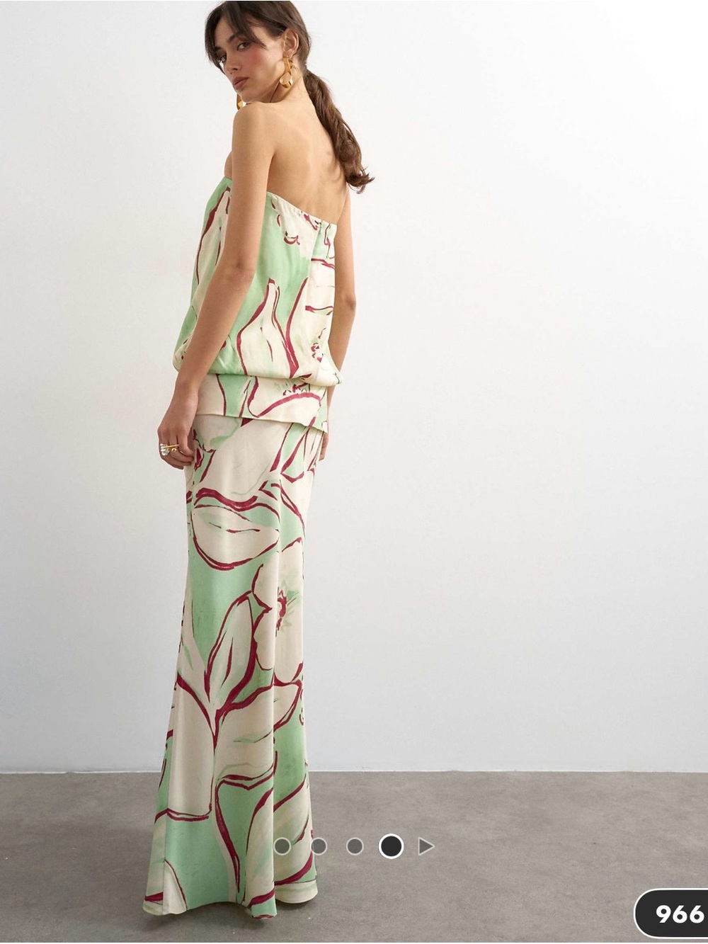 NWT Topshop Strapless Mint, Cream & Red Floral Maxi Dress